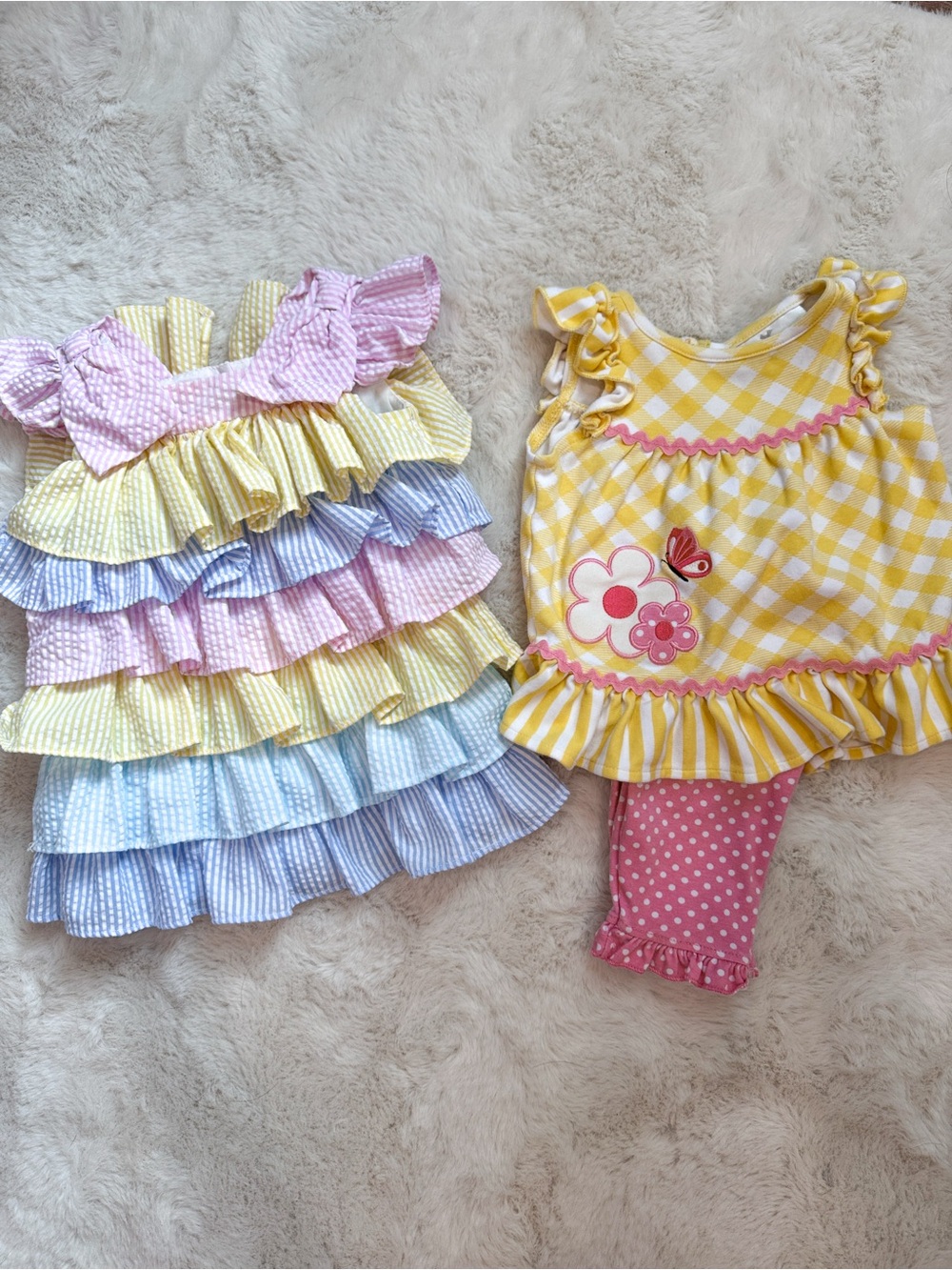 Rare Editions Girl Bundle | Size 3-6M | Tiered Dress Gingham set | Easter/Spring